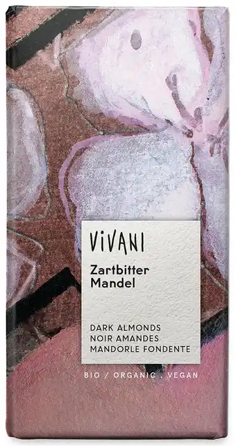 De Online Drogist Vivani chocoladereep puur met amandelen 100gr aanbieding