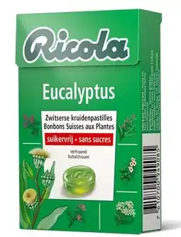 De Online Drogist Ricola kruidenpastilles eucalyptus suikervrij 50gr aanbieding