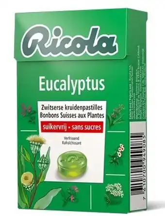 De Online Drogist Ricola kruidenpastilles eucalyptus suikervrij 50gr aanbieding