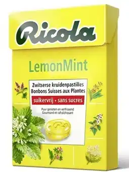 De Online Drogist Ricola lemonmint kruidenpastilles suikervrij 50gr aanbieding