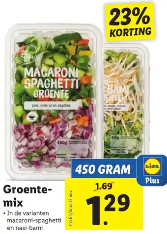 Lidl Groente-mix 450 GRAM aanbieding