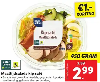 Lidl Beter Leven Maaltijdsalade kip saté 450 GRAM aanbieding