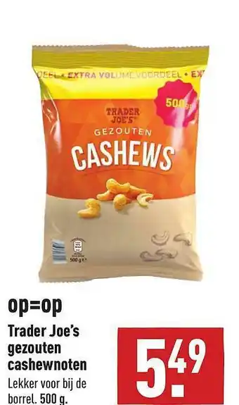 ALDI Trader Joe's Gezouten Cashewnoten 500g aanbieding