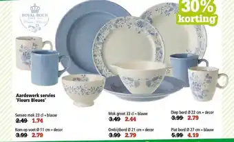 Marskramer Aardewerk Servies 'Fleurs Bleues' : Senseo Mok, Kop Op Voet, Mok Groot, Ontbijtbord, Diep Bord Of Plat Bord 30% Korting aanbieding