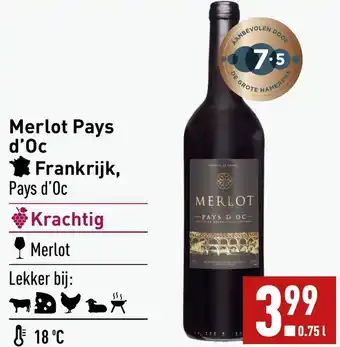 ALDI Merlot Pays d'Oc 0,75 L aanbieding