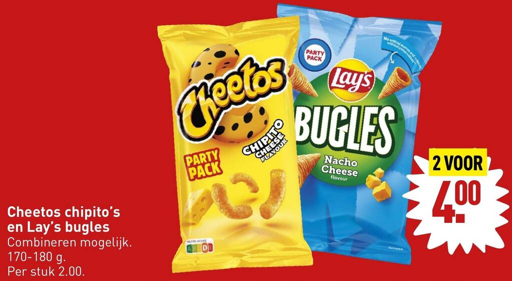 Cheetos chipito's en Lay's bugles 170180 g aanbieding bij ALDI