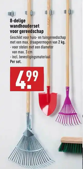 ALDI 8-Delige Wandhouderset Voor Gereedschap 3 cm aanbieding
