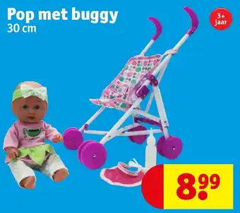 Kruidvat Pop met buggy 30 cm aanbieding