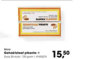 HANOS Mora Gehaktstaaf Pikanto 120 gram aanbieding