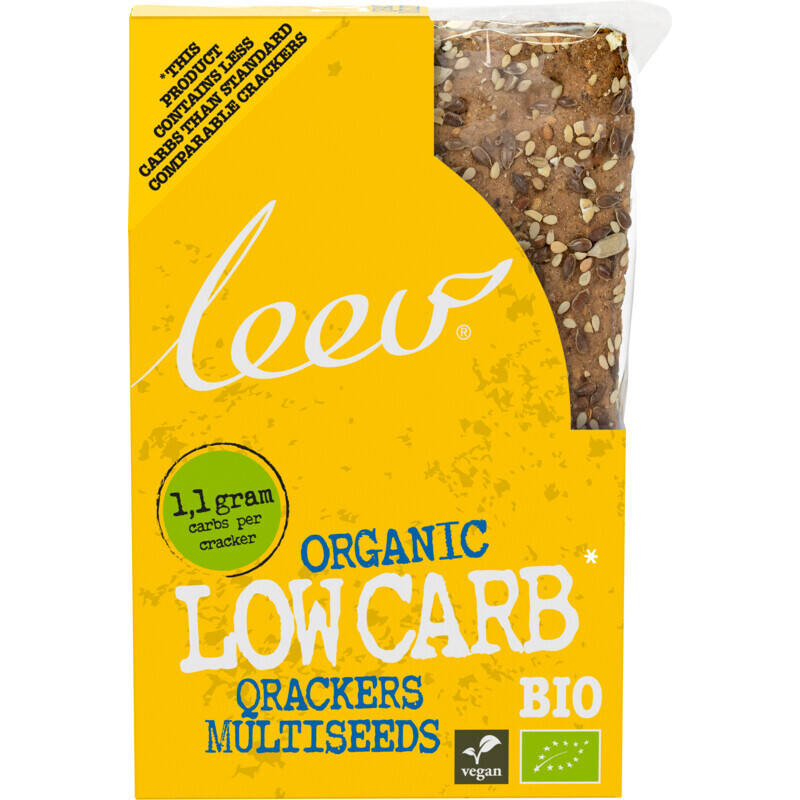 Leev organic low carb crackers multiseeds aanbieding bij Albert Heijn