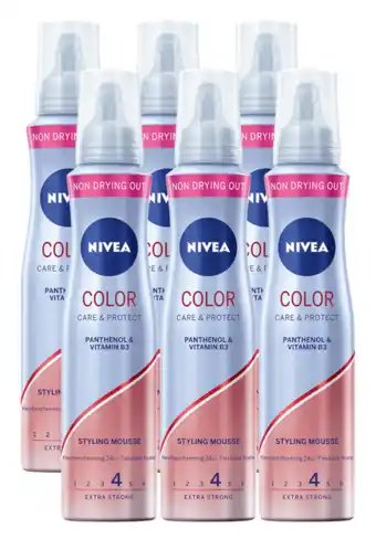 De Online Drogist Nivea color care & protect styling mousse multiverpakking 6x150ml aanbieding