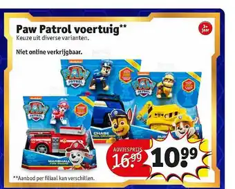 Kruidvat Paw Patrol Voertuig aanbieding