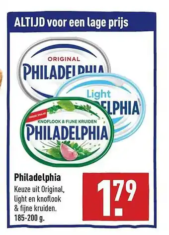 ALDI Philadelphia Original, Light En Knoflook 185-200g aanbieding