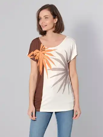 Klingel Shirt met modieus colorblocking dessin paola ecru/kastanjebruin/perzik aanbieding