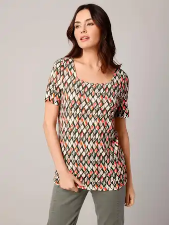 Klingel Shirt met carréhals paola oranje/kaki aanbieding