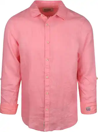 Suitable Scotch and soda linnen overhemd roze aanbieding