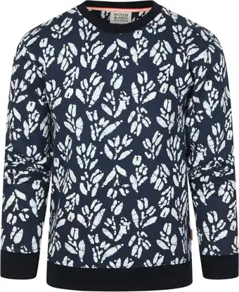 Suitable Scotch and soda felpa sweater print navy aanbieding