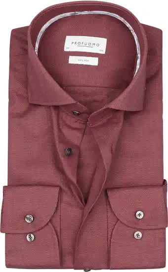 Suitable Profuomo dobby overhemd bordeaux aanbieding