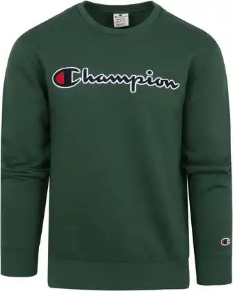 Suitable Champion sweater script logo groen aanbieding