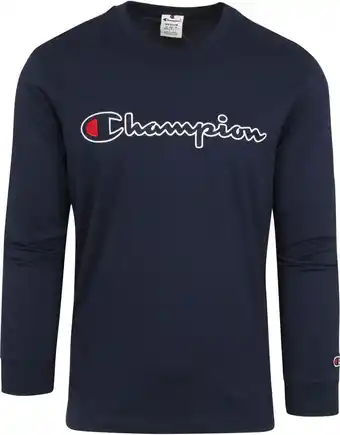 Suitable Champion longsleeve t-shirt script logo navy aanbieding