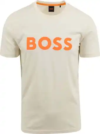 Suitable Boss t-shirt logo lichtbeige aanbieding