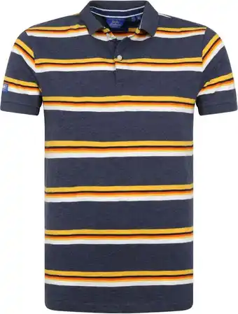 Suitable Superdry classic polo strepen donkerblauw aanbieding