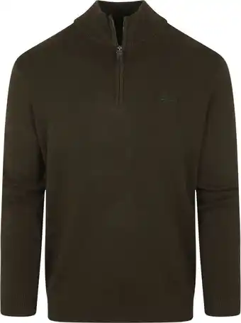 Suitable Superdry henley half zip pullover donkergroen aanbieding