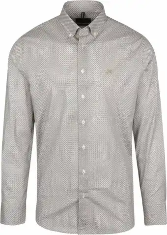 Suitable Vanguard overhemd poplin print lichtbruin aanbieding