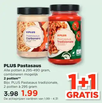 PLUS Pastasaus 2 potten aanbieding