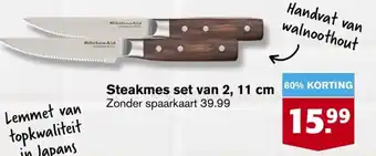 Hoogvliet Steakmes set van 2, 11 cm 60% KORTING Zonder spaarkaart aanbieding