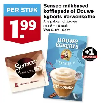 Hoogvliet Senseo milkbased koffiepads of Douwe Egberts Verwenkoffie aanbieding