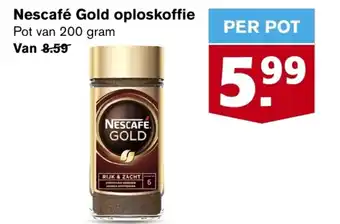 Hoogvliet Nescafé Gold oploskoffie Pot van 200 gram aanbieding