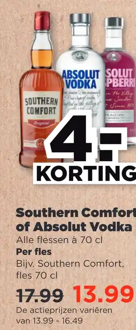 PLUS Southern comfort of absolut vodka aanbieding