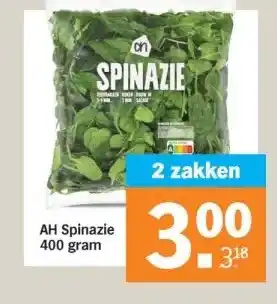 Albert Heijn Ah spinazie 400 gram aanbieding