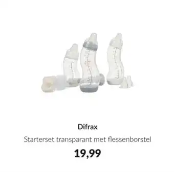 Babypark Difrax Starterset transparant met flessenborstel aanbieding