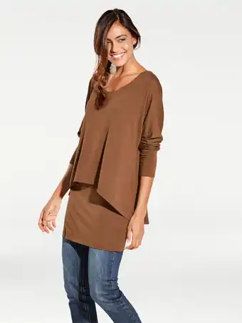 Heine Shirt met ronde hals in camel van heine aanbieding