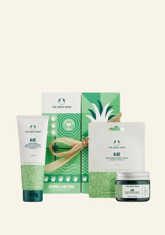 The body shop calming & soothing aloe skincare gift aanbieding bij The