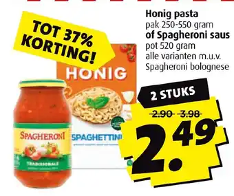 Boni Honig pasta of Spagheroni saus pot 520 gram alle varianten m.u.v. Spagheroni bolognese 2 STUKS aanbieding