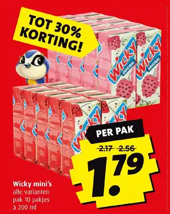 Boni Wicky mini's 10 pakjes 200 ml aanbieding