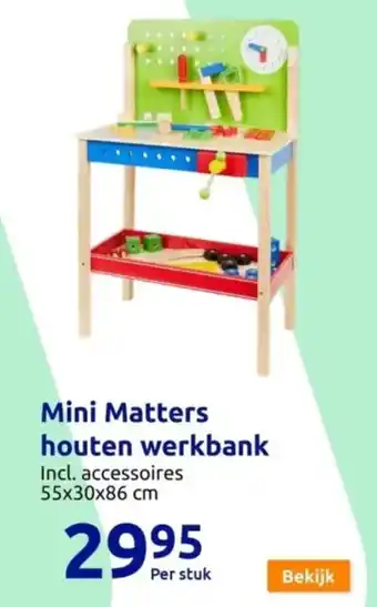 Action Mini Matters houten werkbank 55x30x86 cm aanbieding