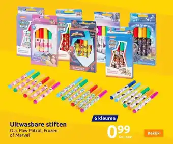 Action Uitwasbare stiften 6 kleuren aanbieding