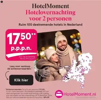 Etos HotelMoment Hotelovernachting voor 2 personen aanbieding