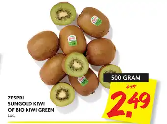 Dekamarkt Zespri Sungold kiwi of Bio kiwi green 500g aanbieding