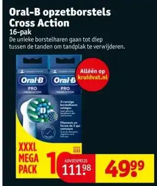 Kruidvat Oral-b opzetborstels cross action 16-pak aanbieding