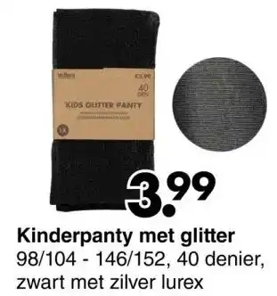 Wibra Kinderpanty met glitter aanbieding