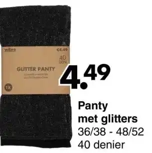 Wibra Panty met glitters 36/38-48/52 aanbieding