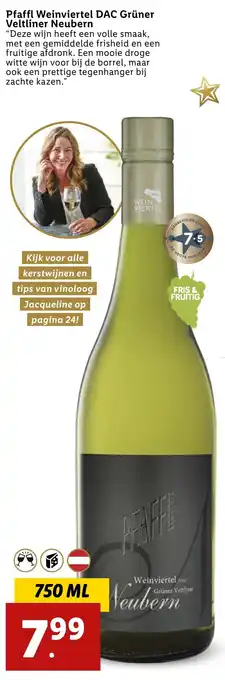 Lidl Pfaffl Weinviertel DAC Grüner Veltliner Neubern 750 mL aanbieding