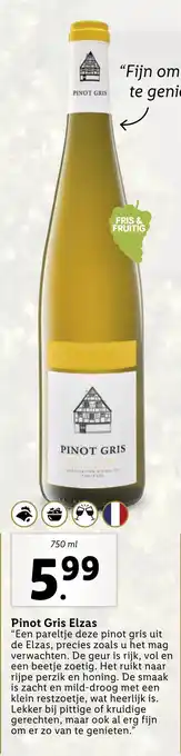 Lidl Pinot Gris Elzas 750mL aanbieding