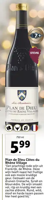 Lidl Plan de Dieu Côtes du Rhône Village 750 ml aanbieding