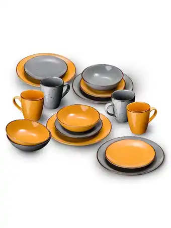 Klingel 16-delig servies nature look arte viva geel/grijs aanbieding